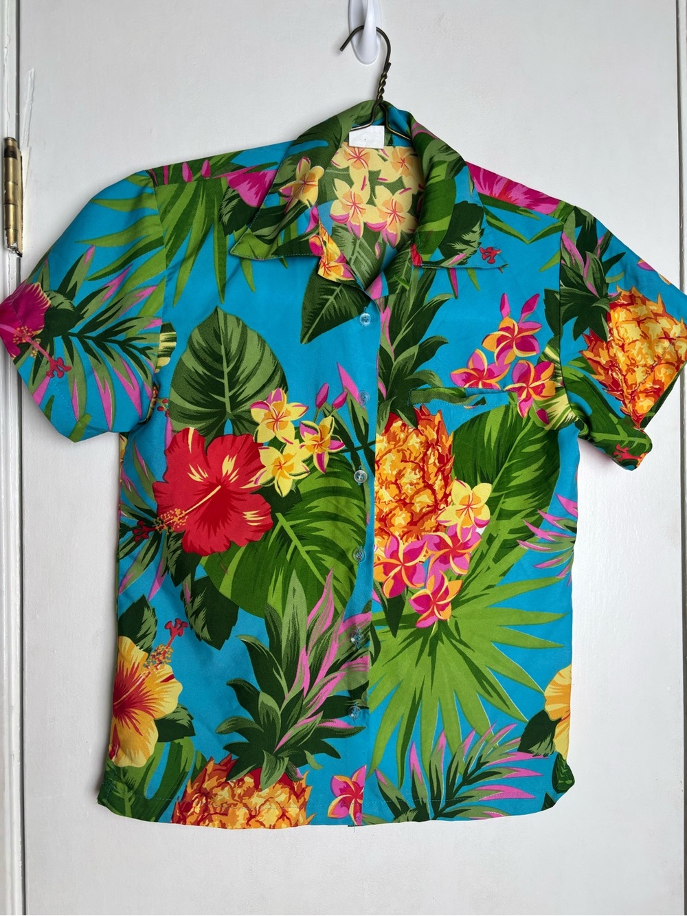 King Kameha Hawaiian Shirt Women XS Button Up Aloha Blouse Tropical Print Top